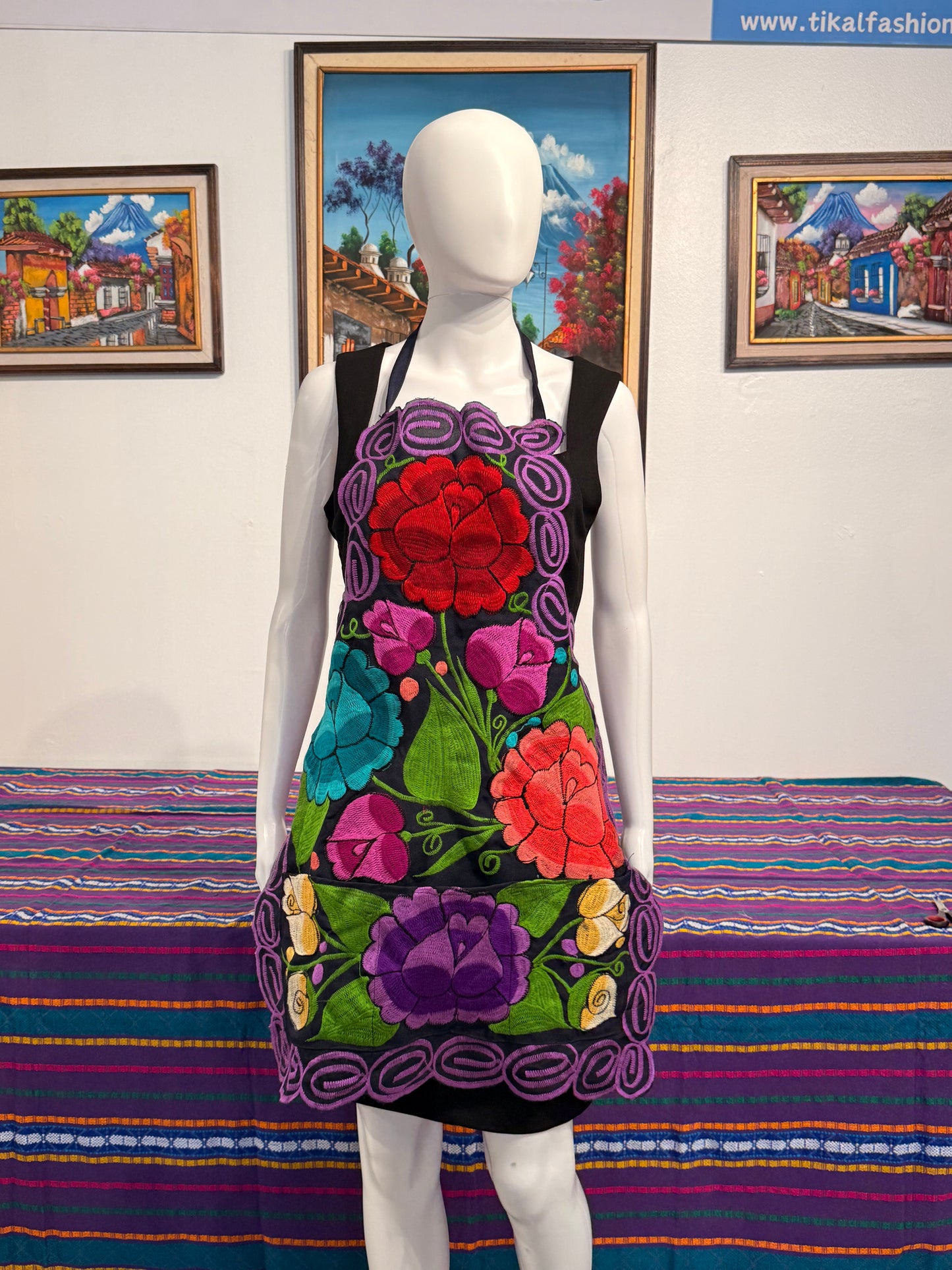 Women's Mexican Embroidered Floral Apron