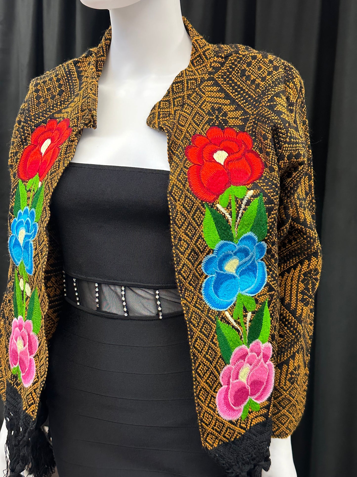 Women's Mexican Fring Rose Embroidered Jacket