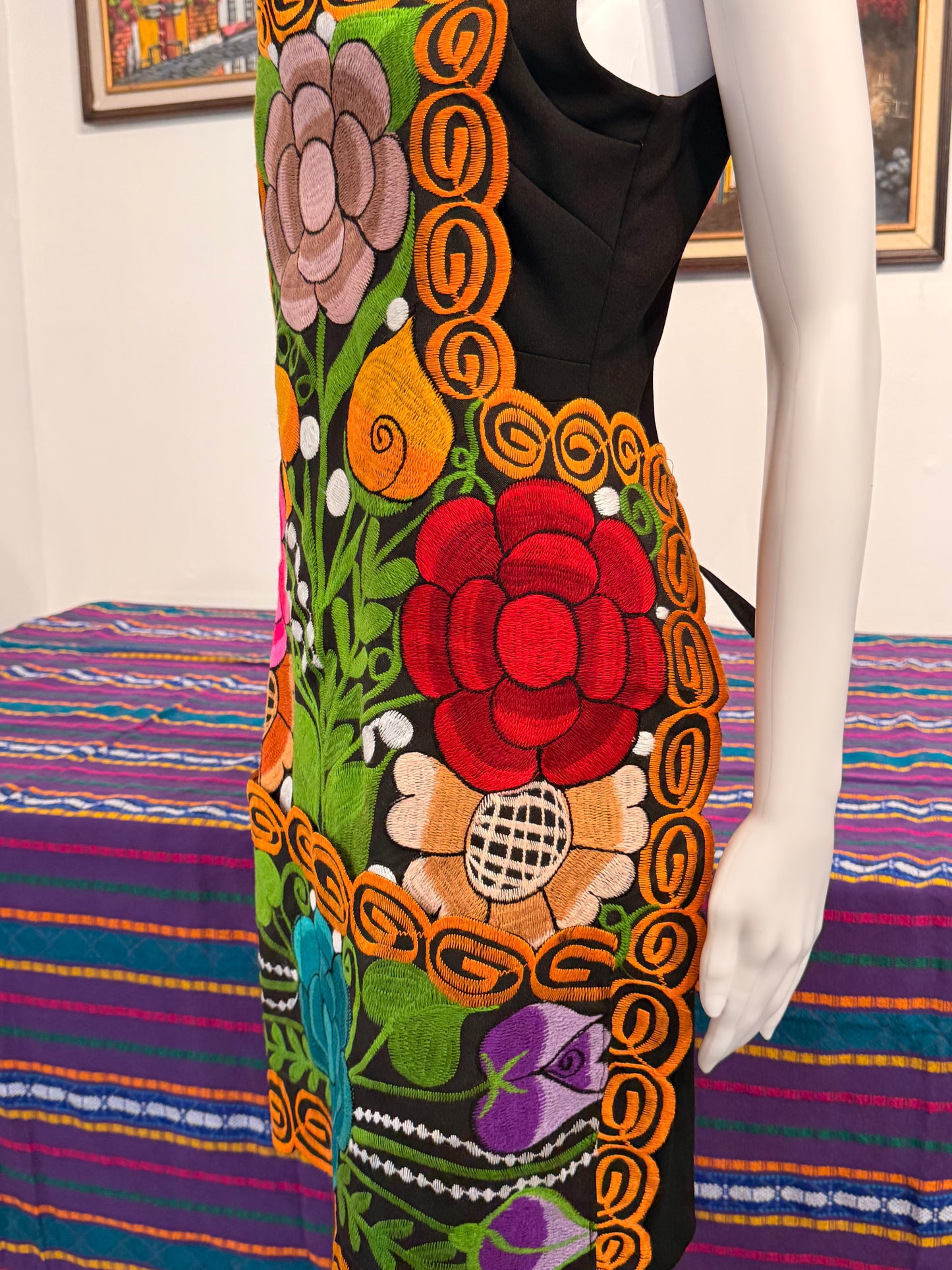 Women's Mexican Embroidered Floral Apron