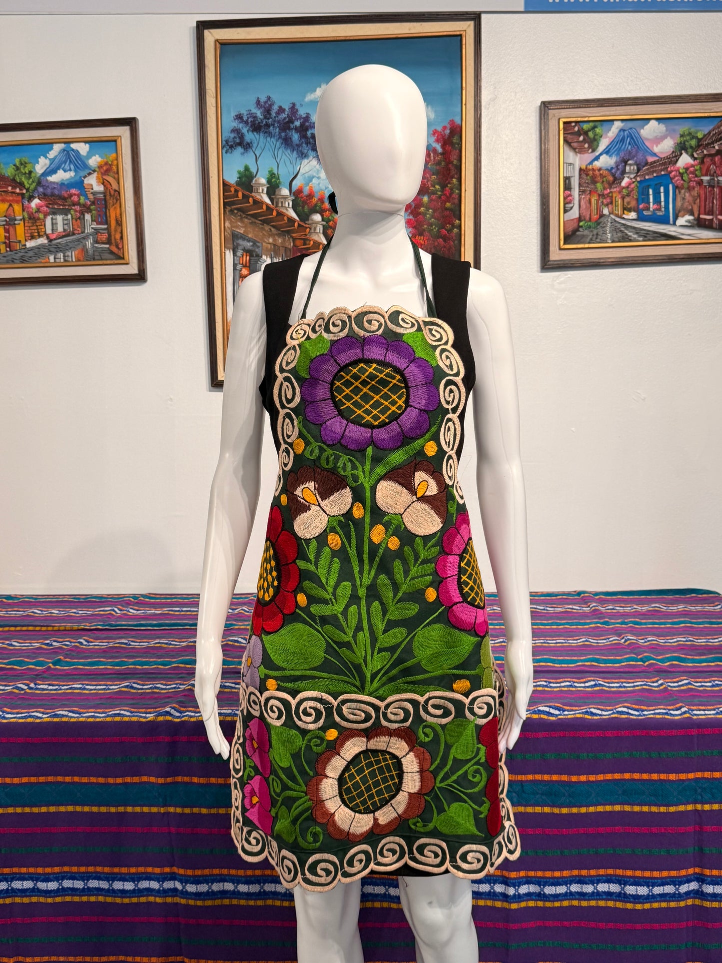 Women's Mexican Embroidered Floral Apron