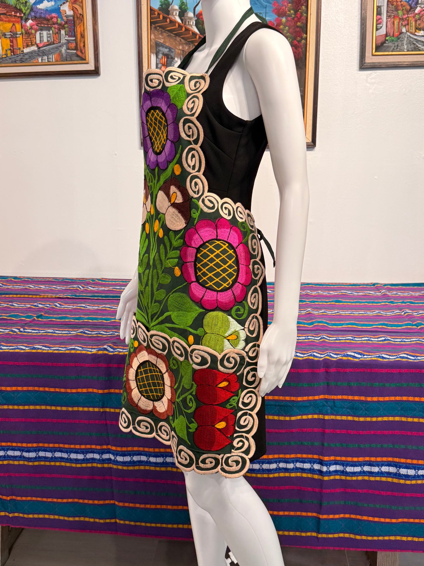 Women's Mexican Embroidered Floral Apron