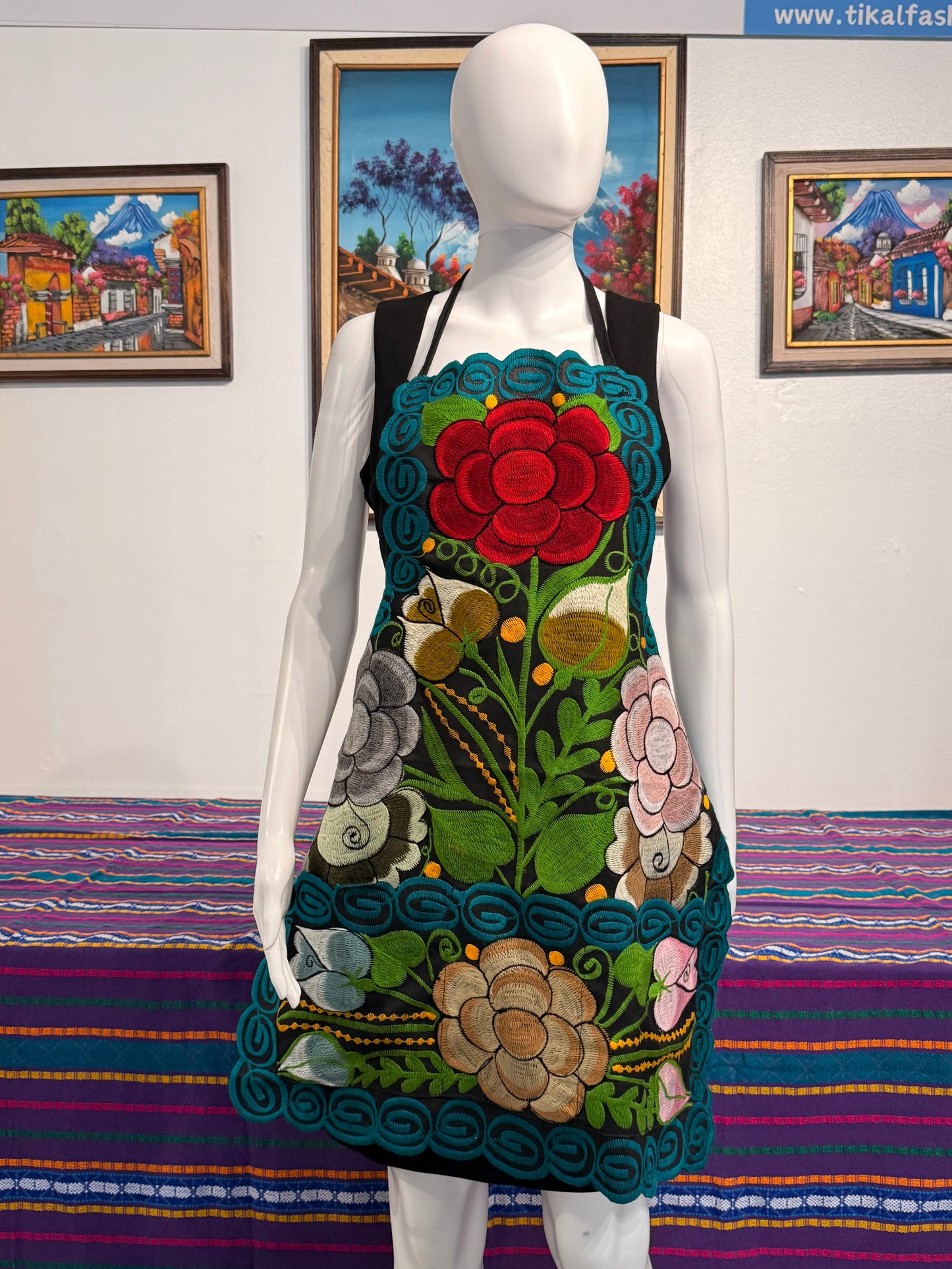 Women's Mexican Embroidered Floral Apron