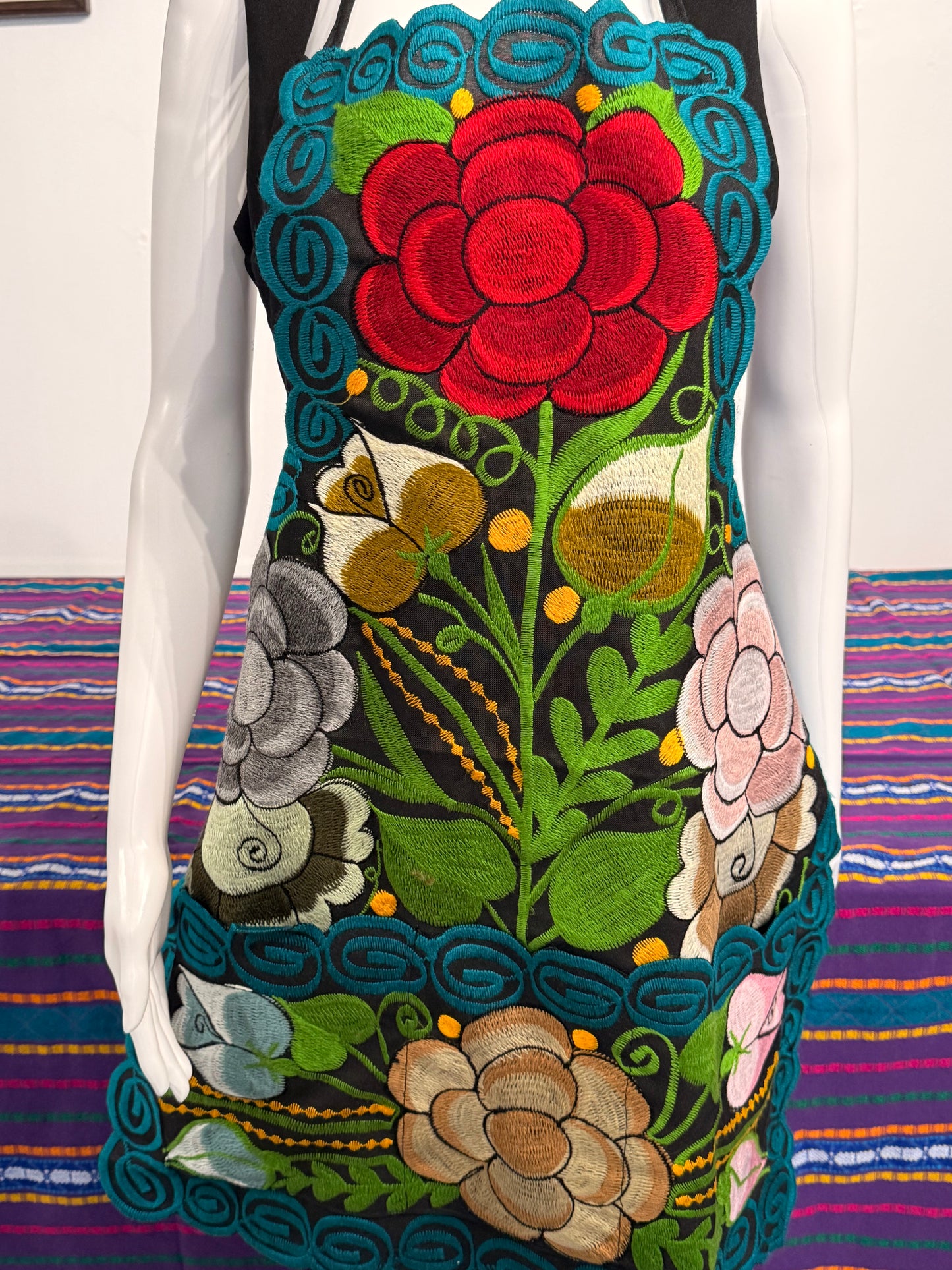 Women's Mexican Embroidered Floral Apron