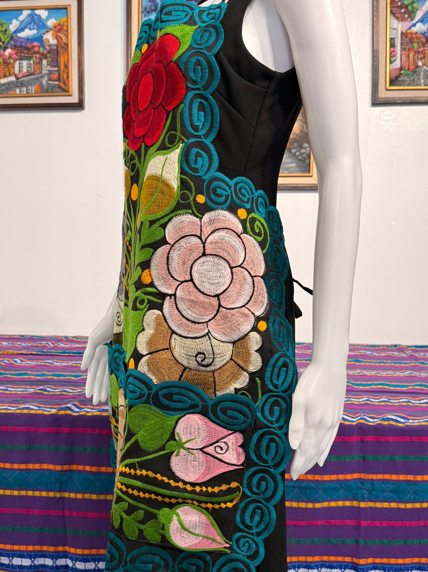 Women's Mexican Embroidered Floral Apron