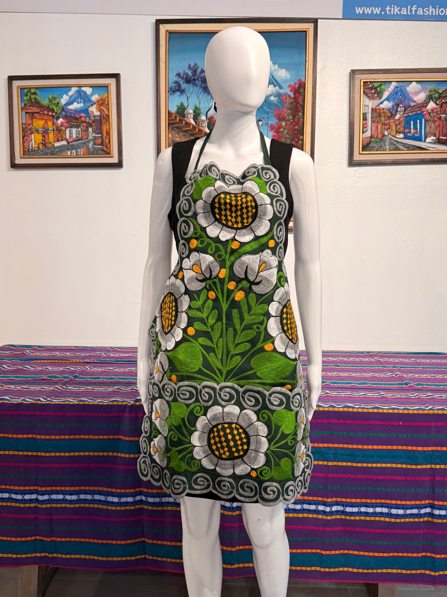Women's Mexican Embroidered Sunflower Apron