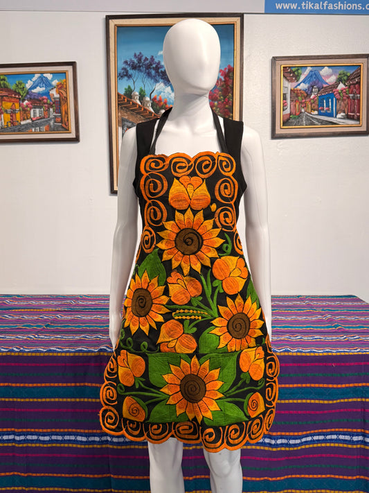 Women's Mexican Embroidered Sunflower Apron