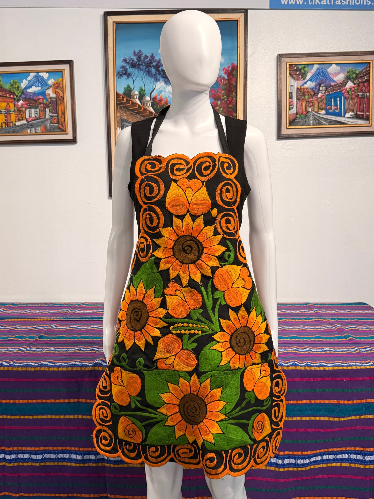 Women's Mexican Embroidered Floral Apron