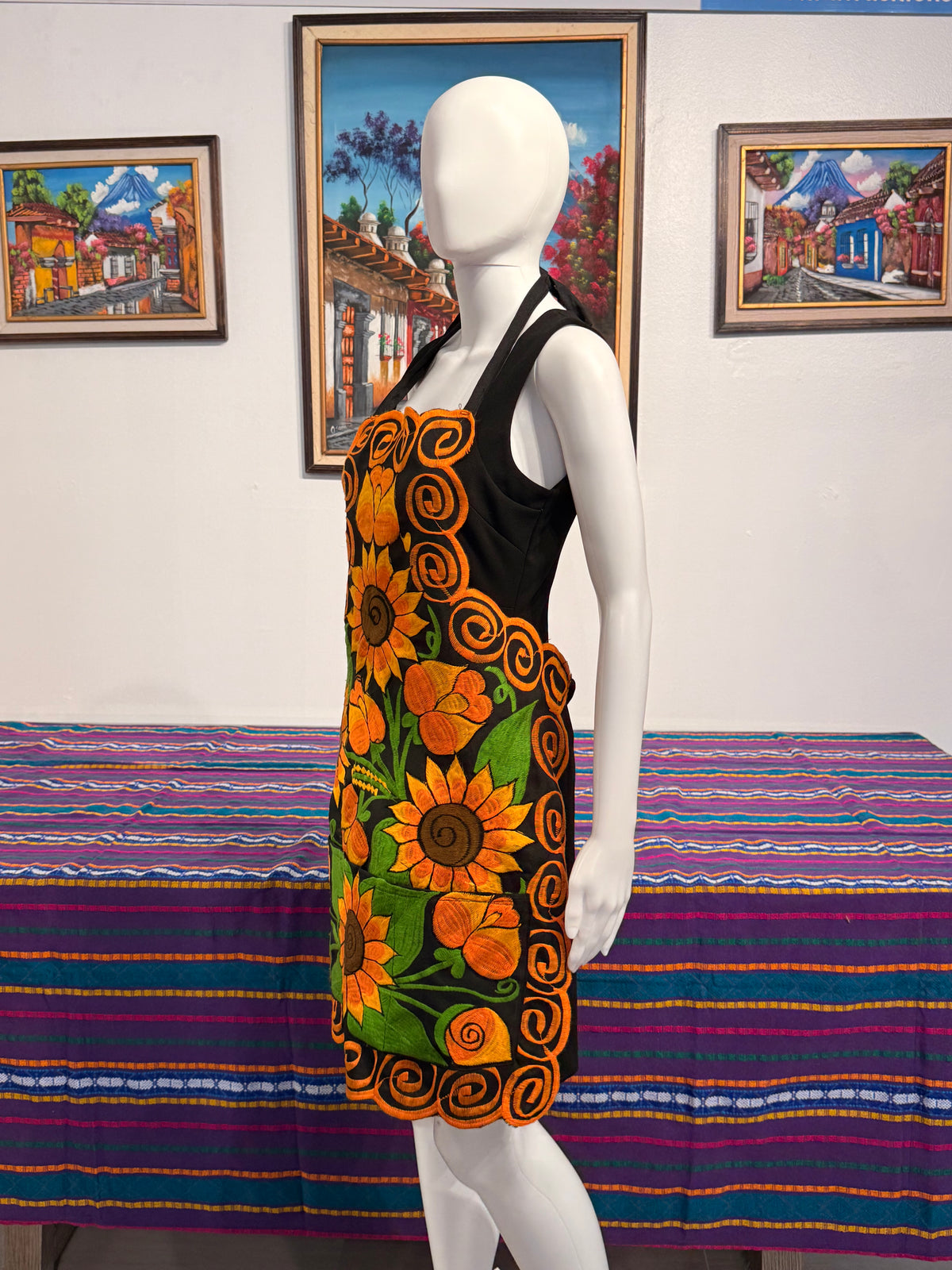 Women's Mexican Embroidered Sunflower Apron