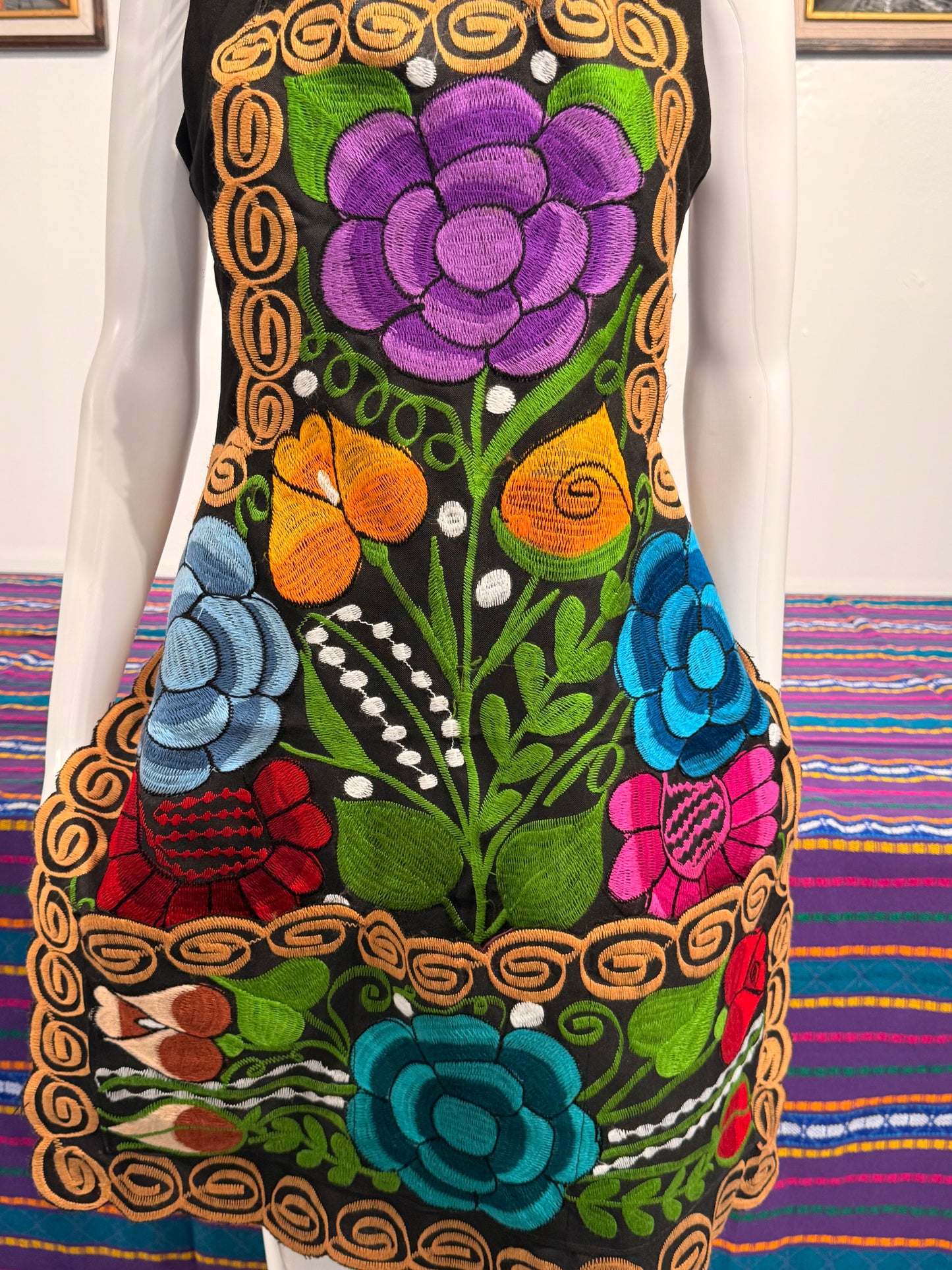 Women's Mexican Embroidered Floral Apron