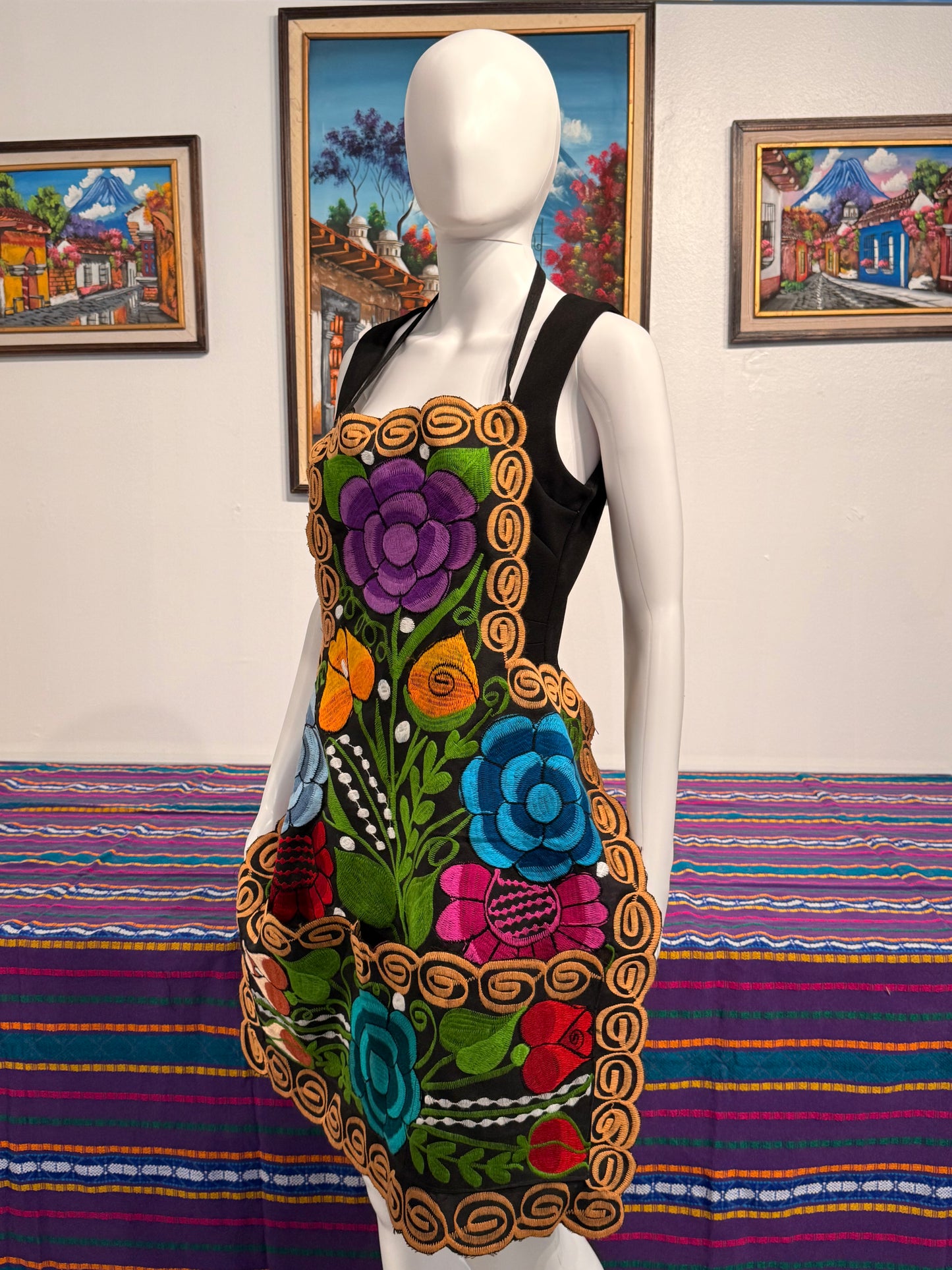 Women's Mexican Embroidered Floral Apron