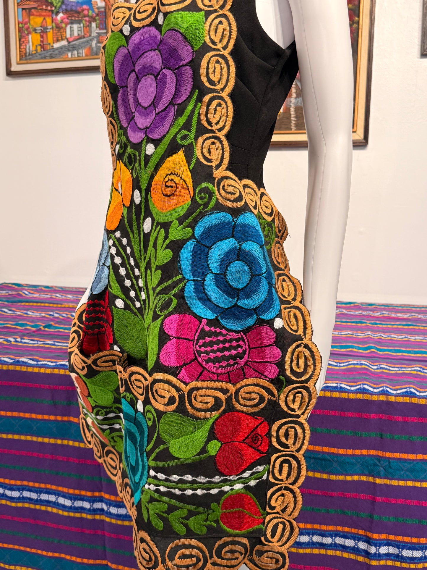 Women's Mexican Embroidered Floral Apron