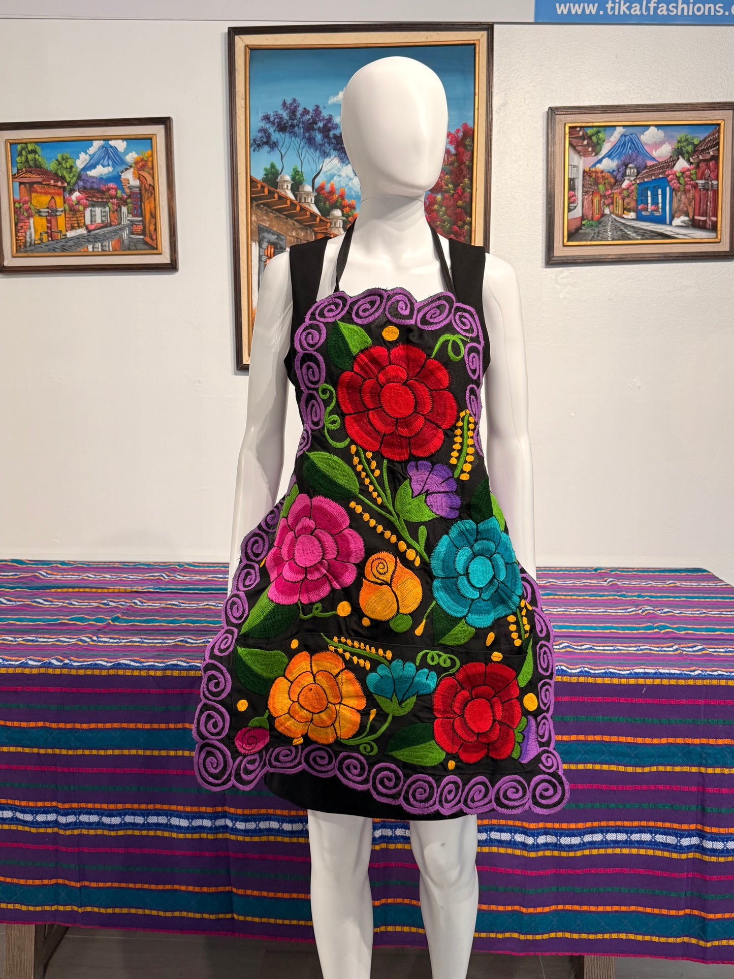 Women's Mexican Embroidered Floral Apron