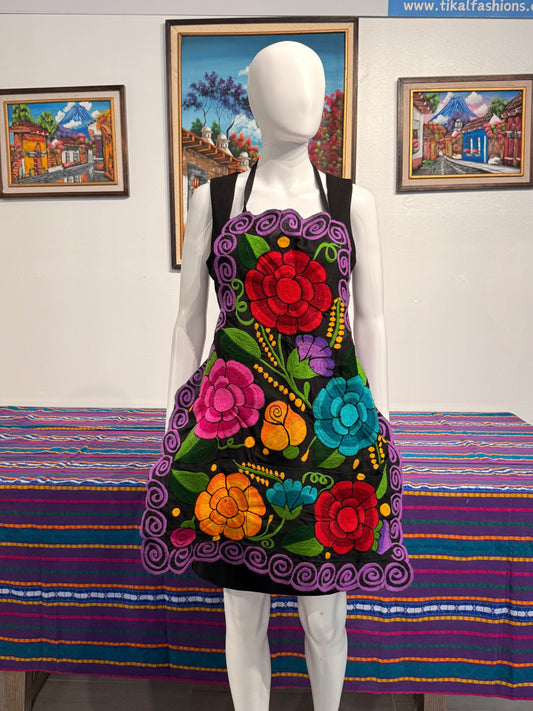 Women's Mexican Embroidered Floral Apron