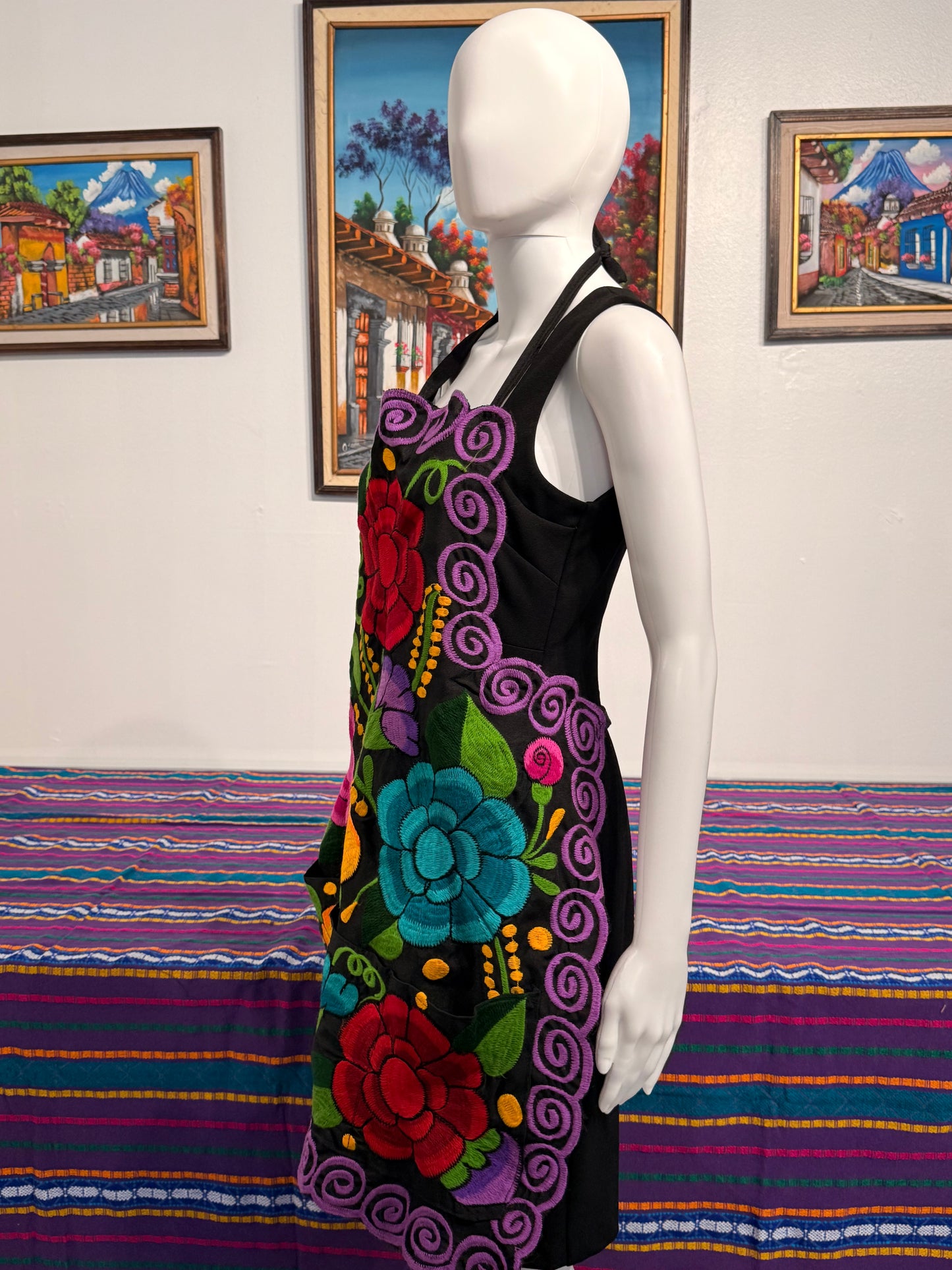 Women's Mexican Embroidered Floral Apron