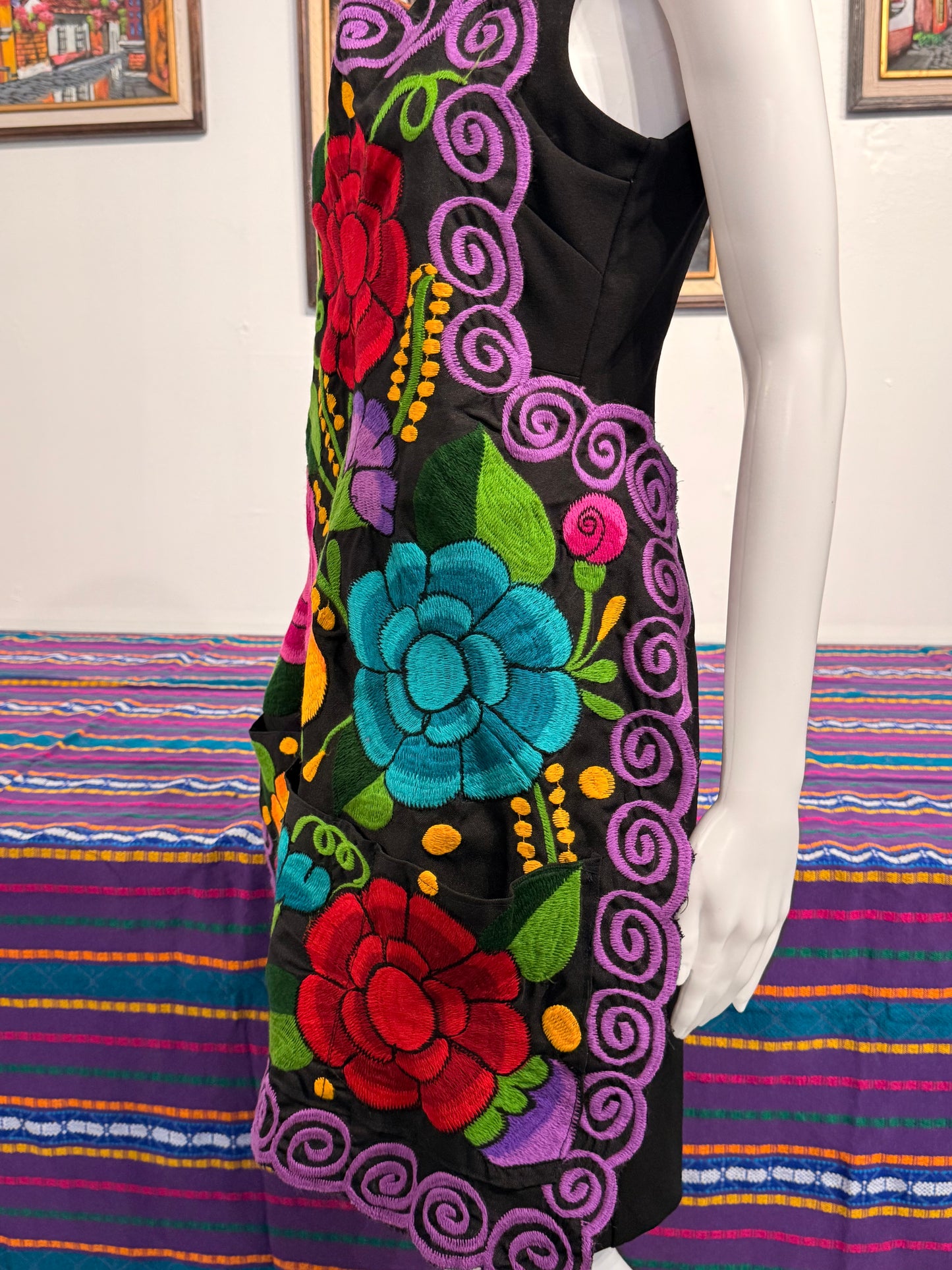 Women's Mexican Embroidered Floral Apron