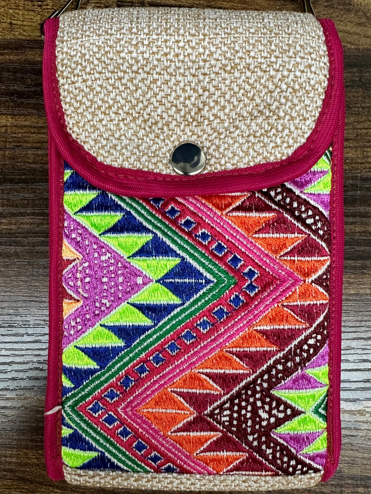 Guatemala Embroidered Phone Carrier with Zipper