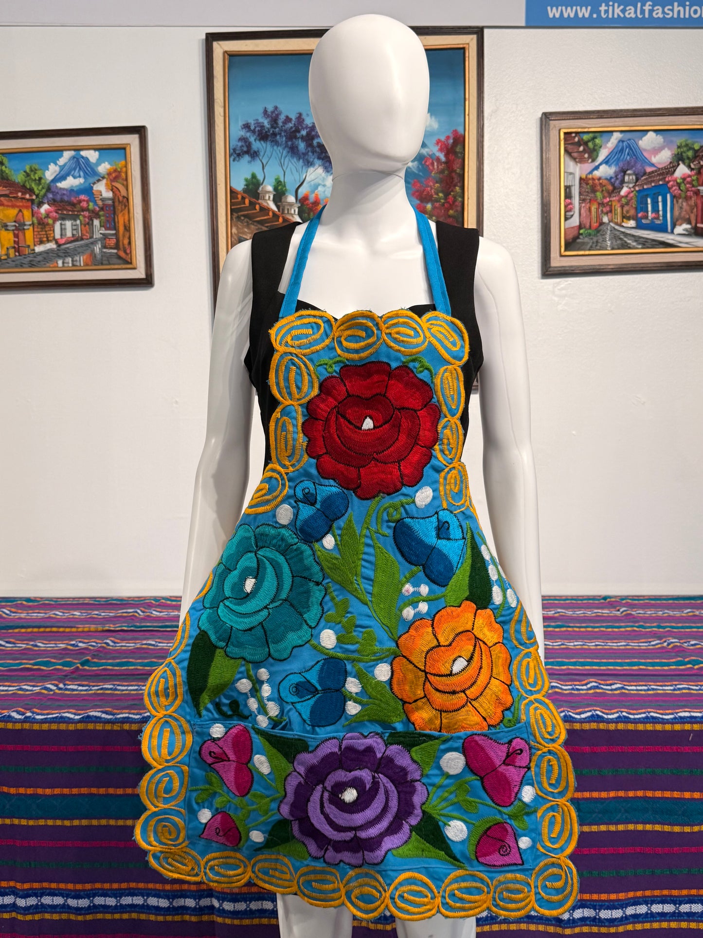 Women's Mexican Embroidered Floral Apron