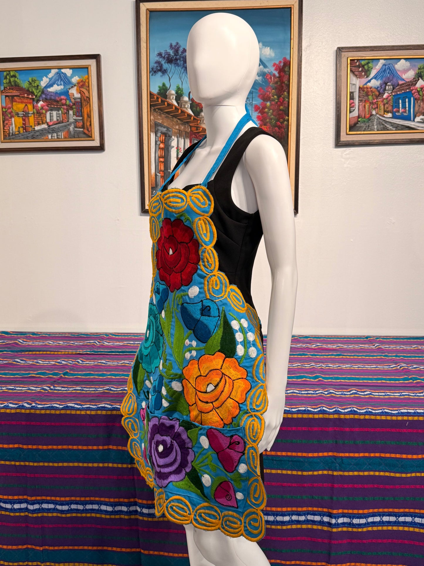 Women's Mexican Embroidered Floral Apron