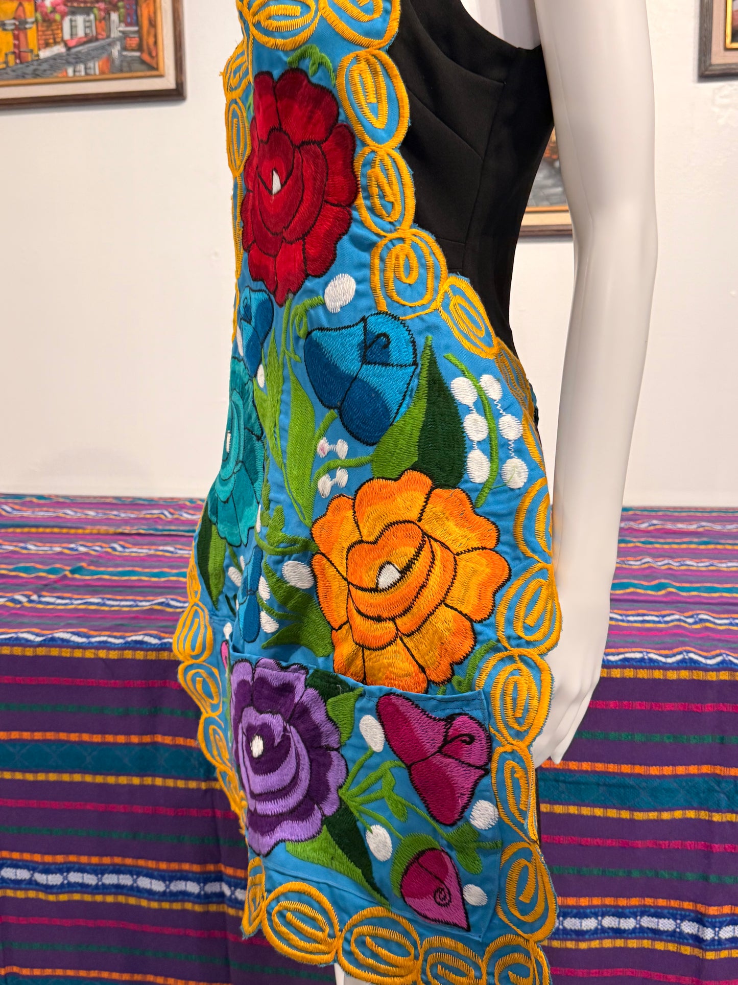 Women's Mexican Embroidered Rose Apron