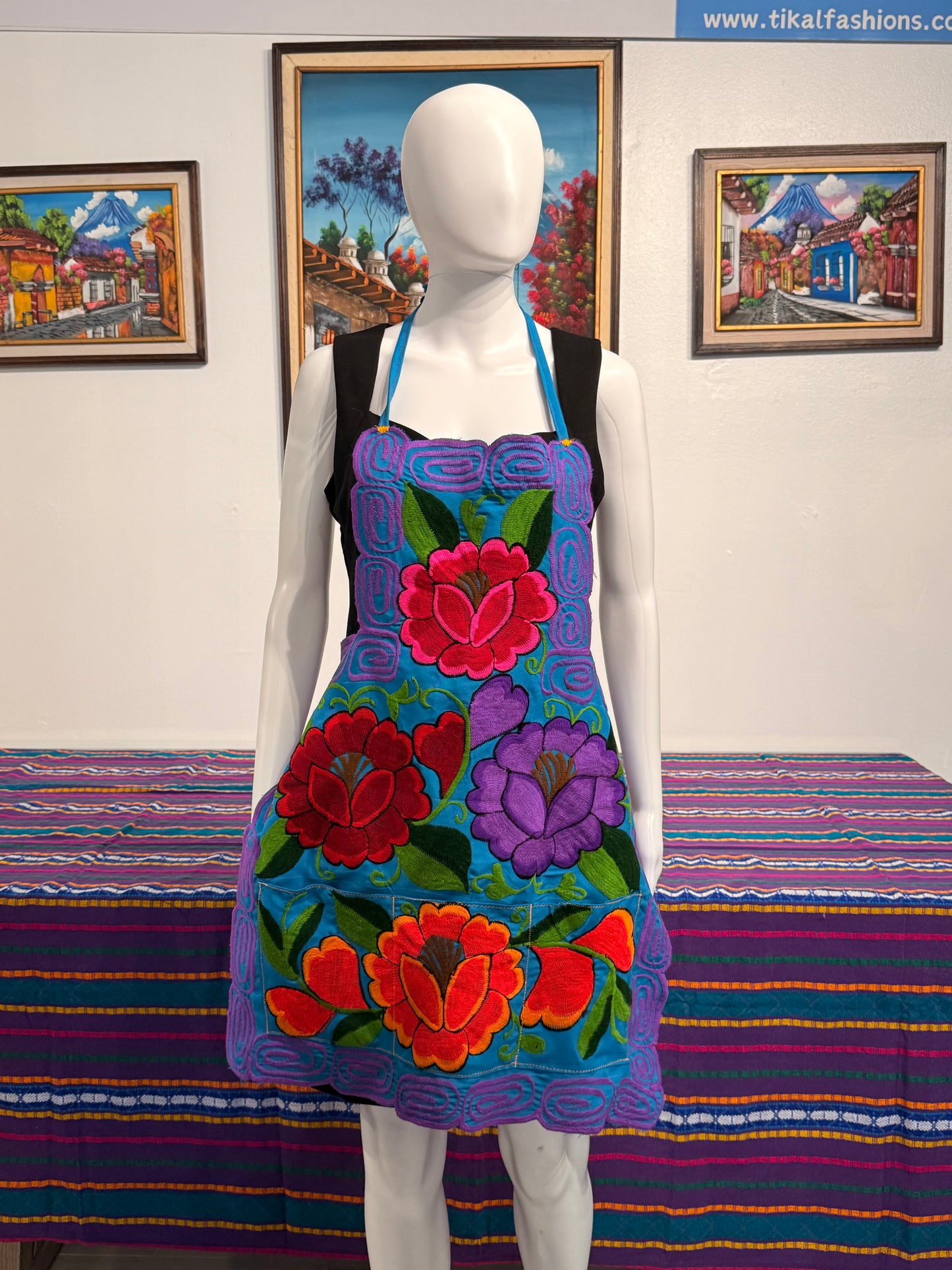 Women's Mexican Embroidered Floral Apron