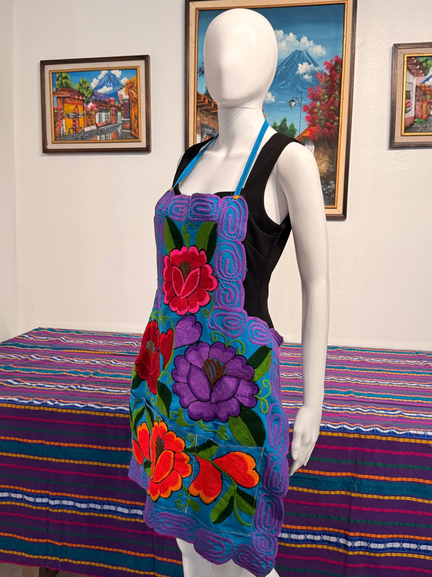 Women's Mexican Embroidered Floral Apron