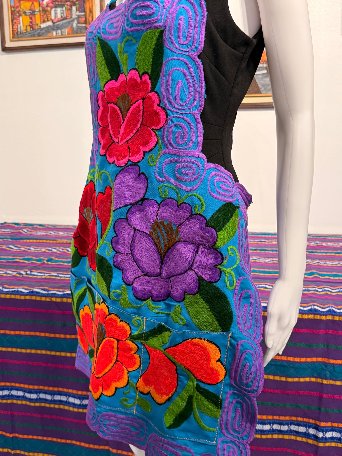 Women's Mexican Embroidered Floral Apron