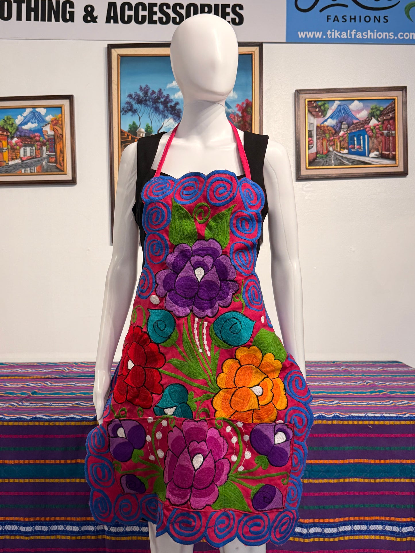 Women's Mexican Embroidered Floral Apron