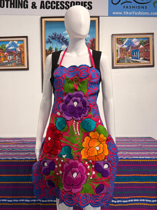 Women's Mexican Embroidered Floral Apron