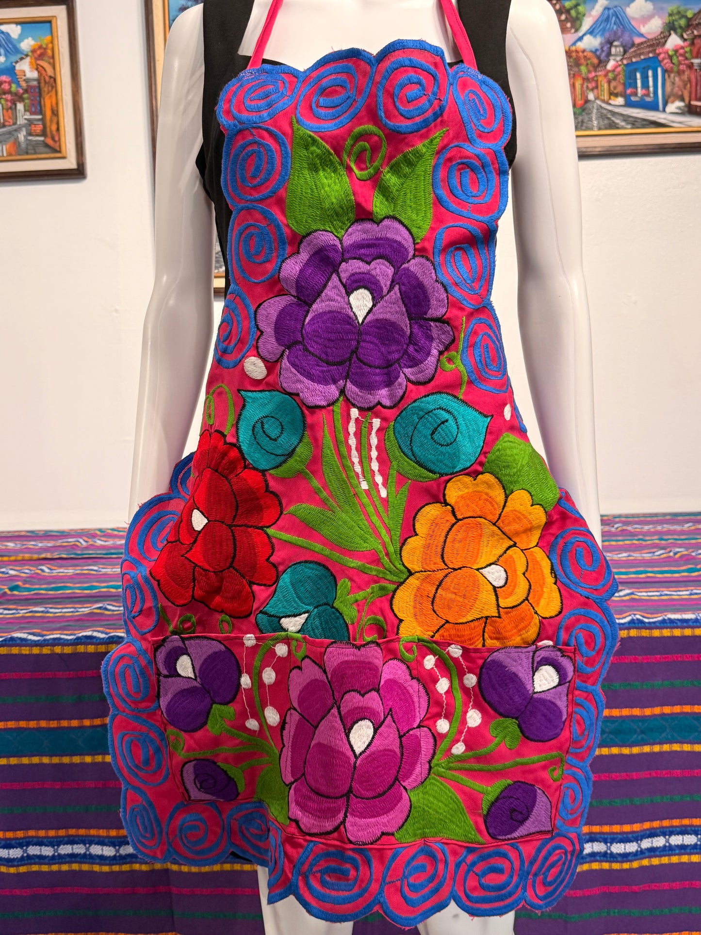 Women's Mexican Embroidered Floral Apron