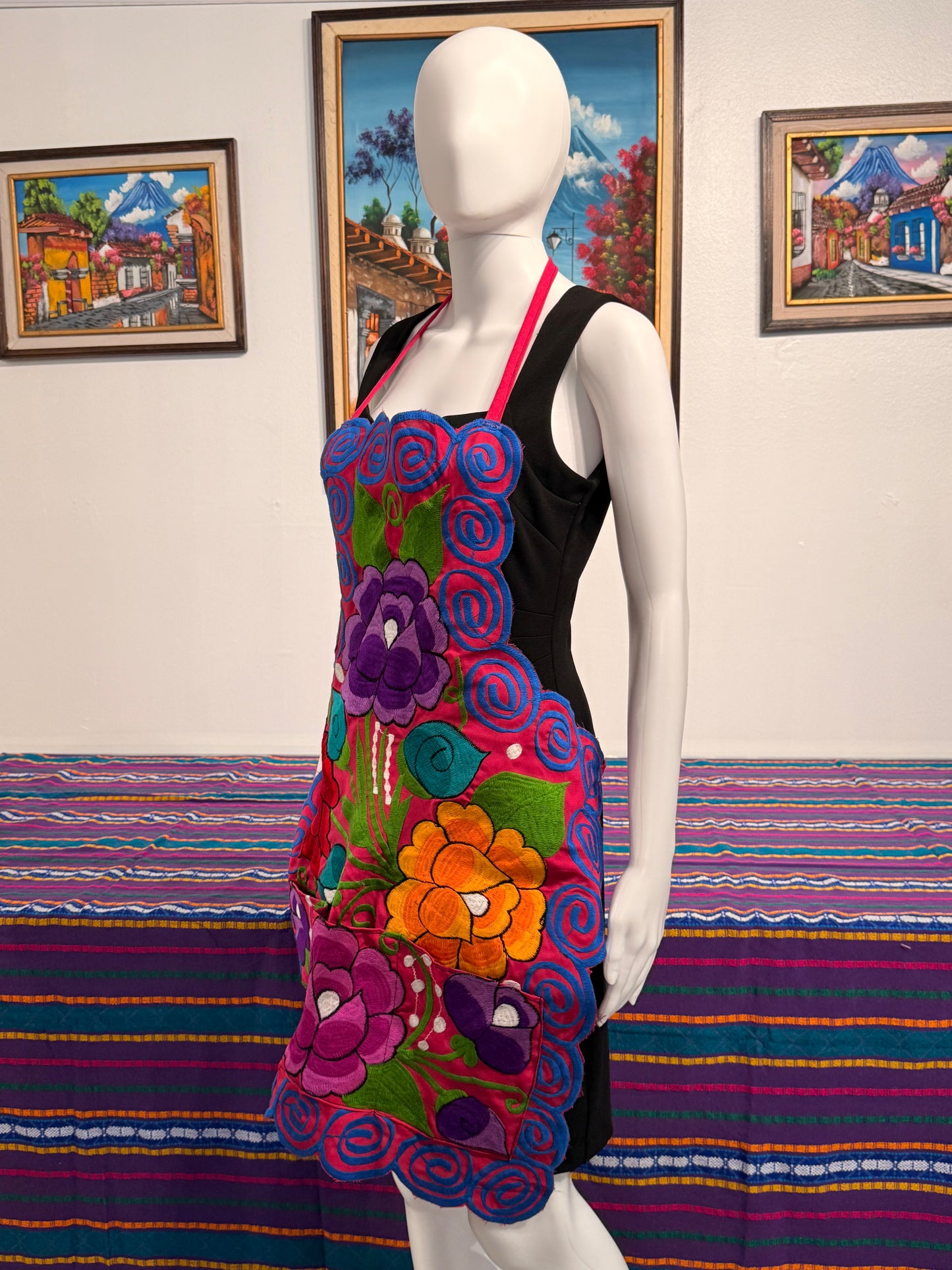 Women's Mexican Embroidered Floral Apron