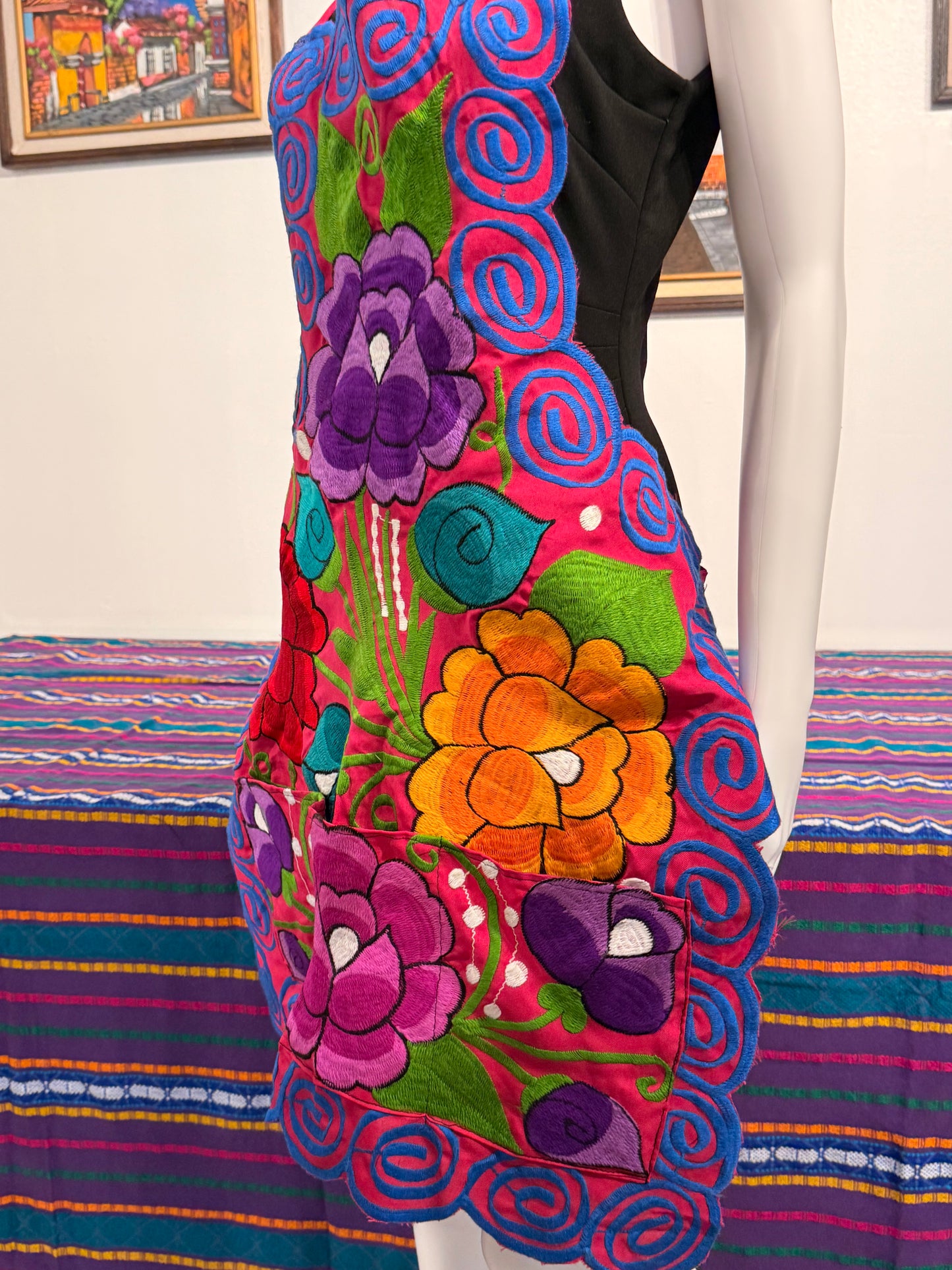 Women's Mexican Embroidered Floral Apron