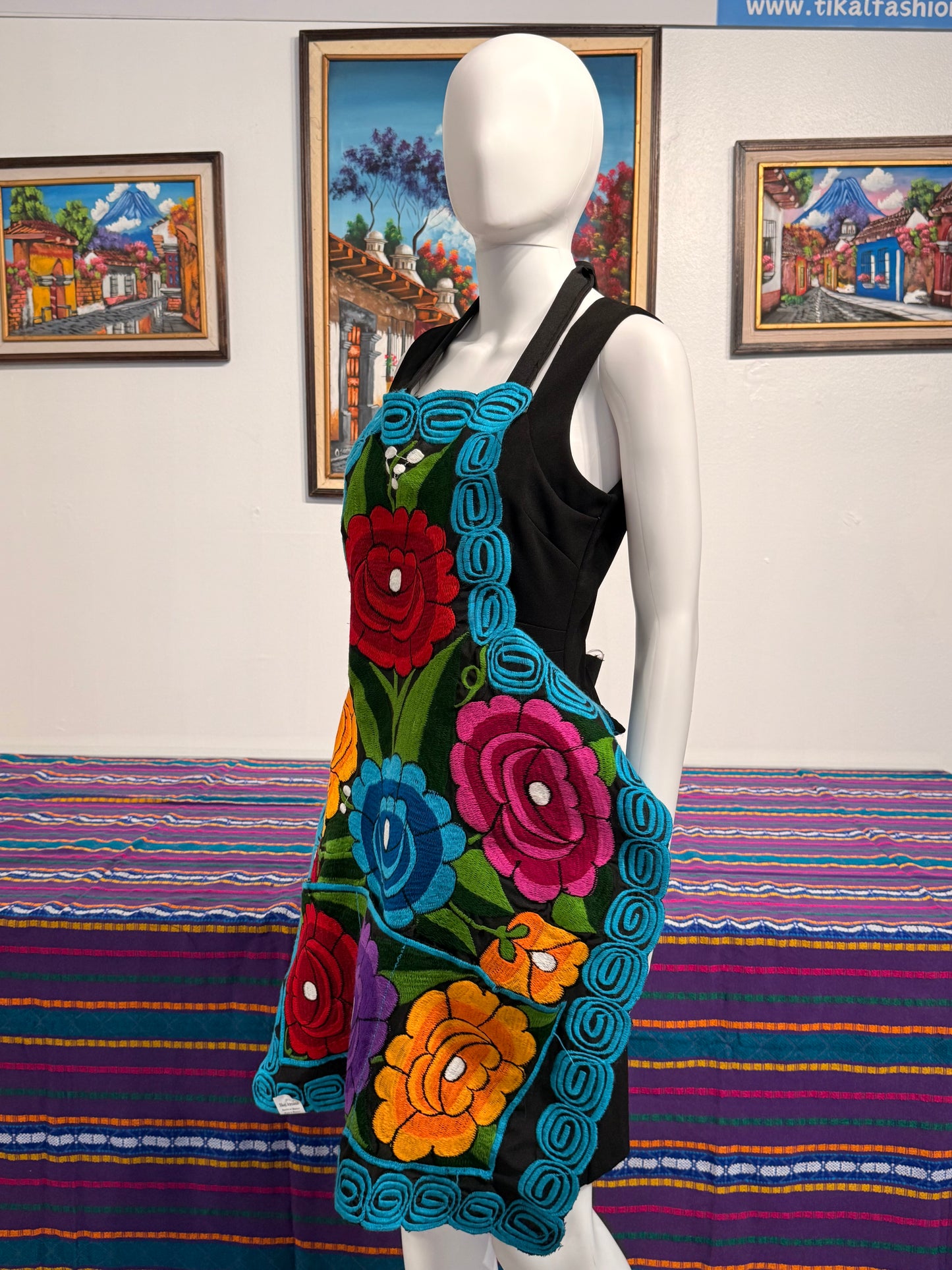 Women's Mexican Embroidered Floral Apron
