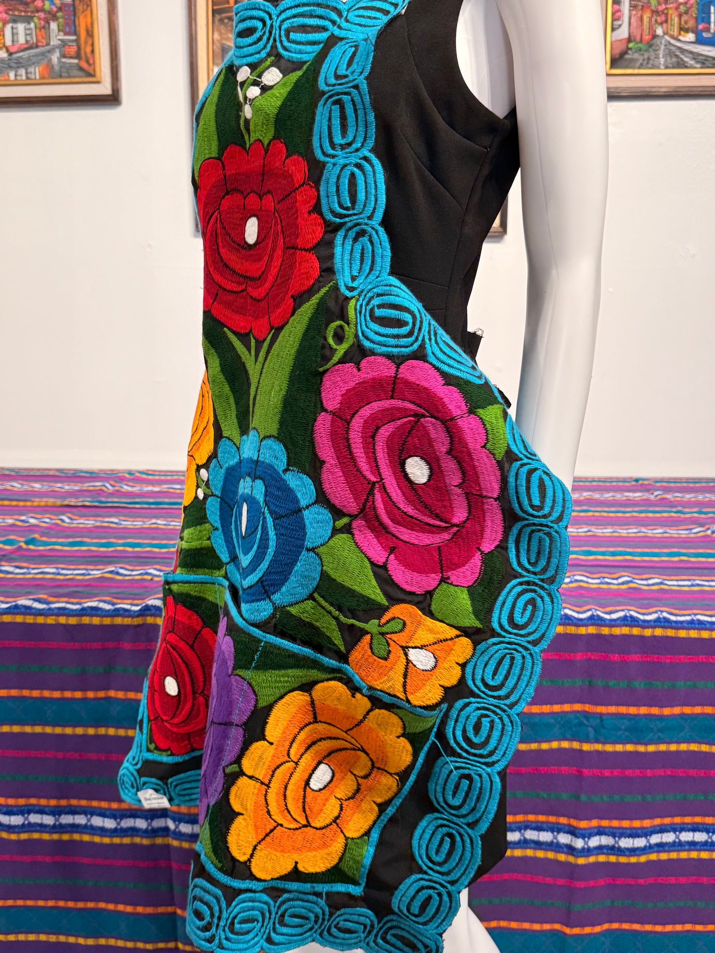 Women's Mexican Embroidered Floral Apron