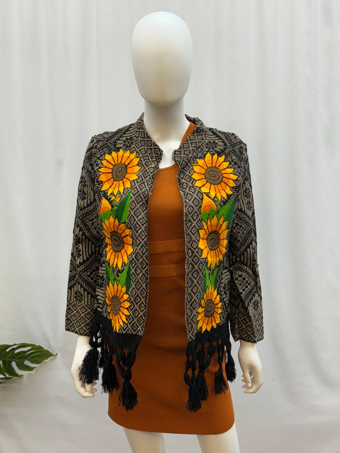 Women's Mexican Fringe Embroidered Sunflower Jacket