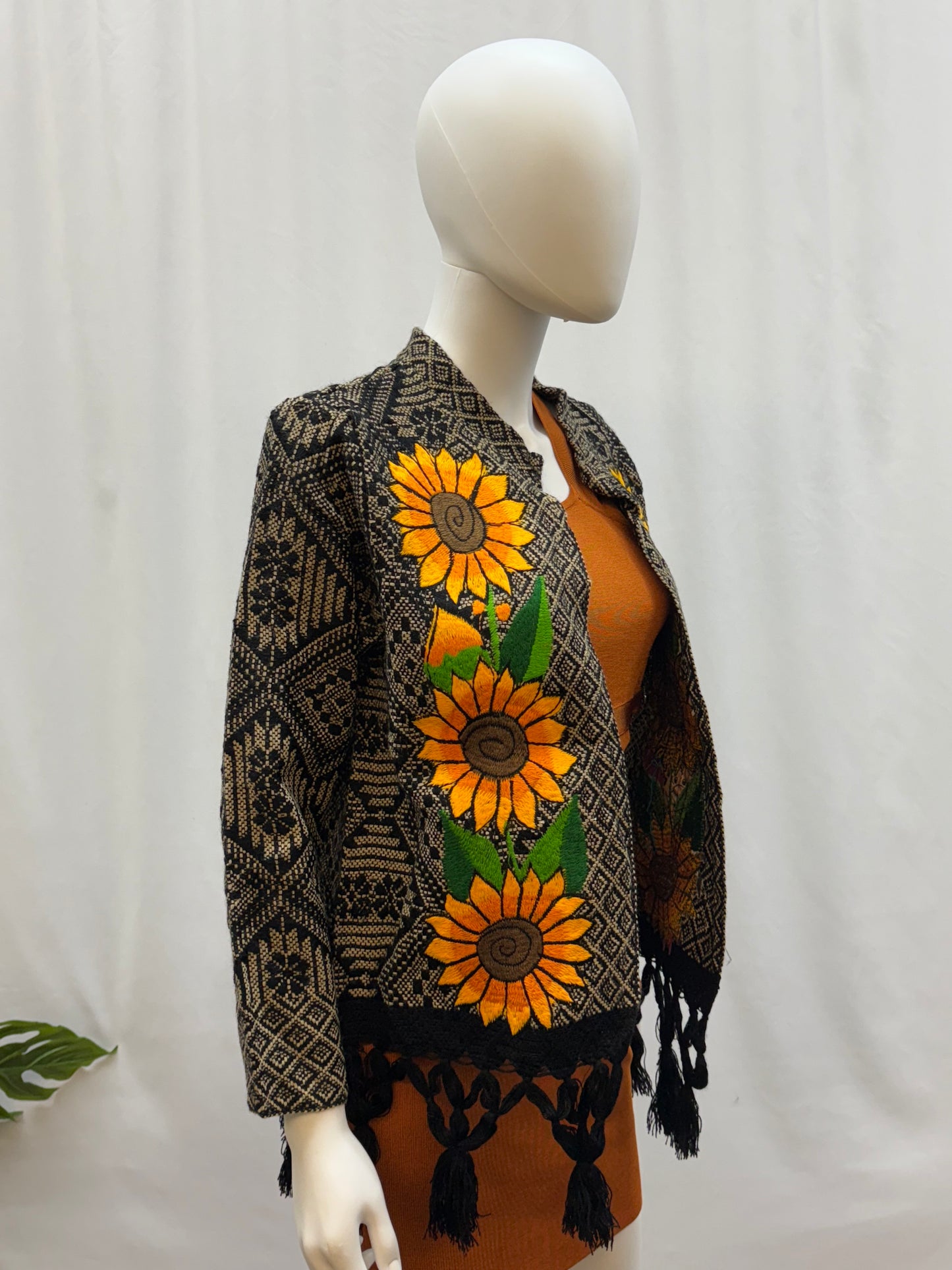 Women's Mexican Fringe Embroidered Sunflower Jacket