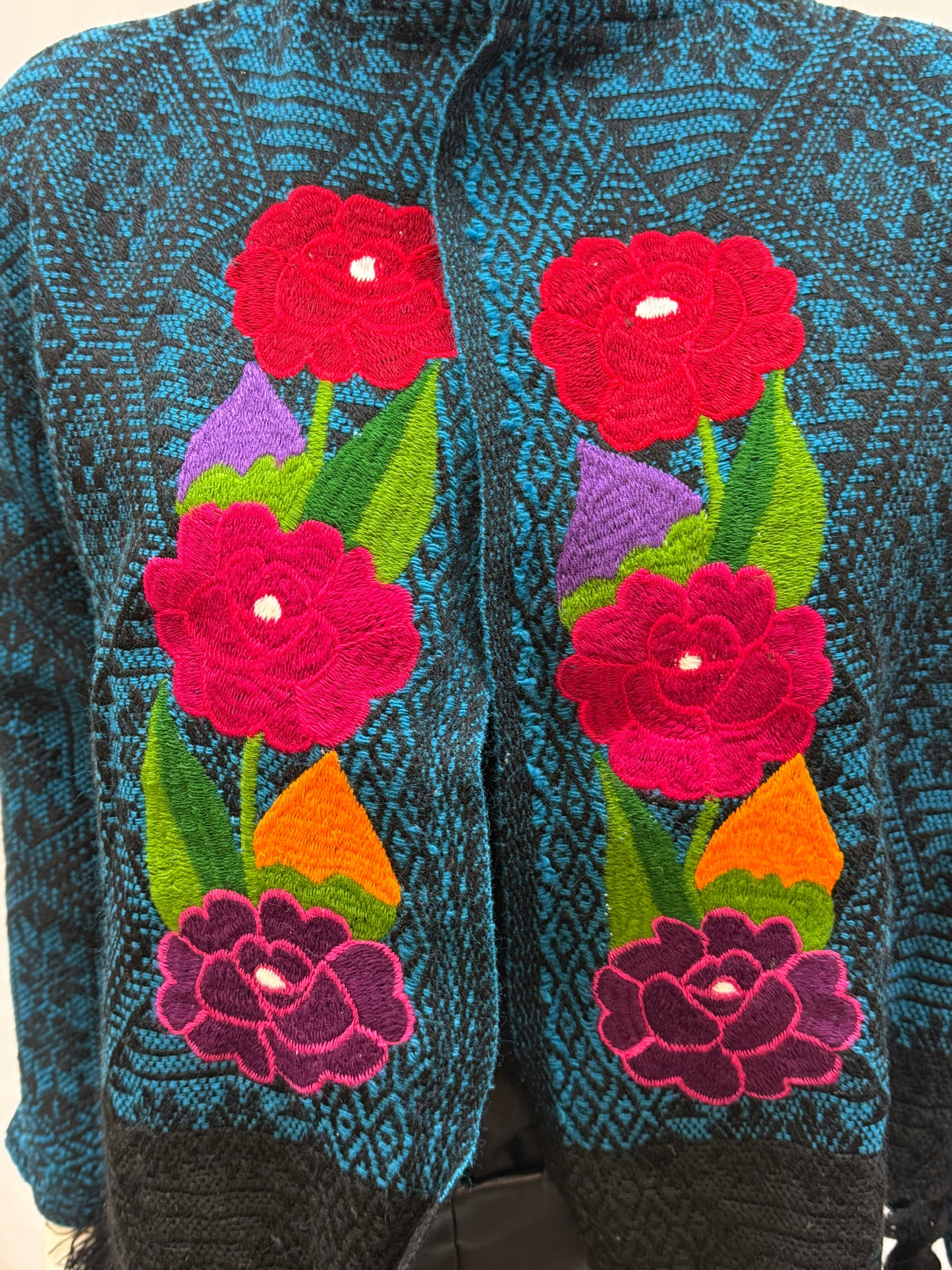 Women's Mexican Embroidered Floral  Fringe Jacket