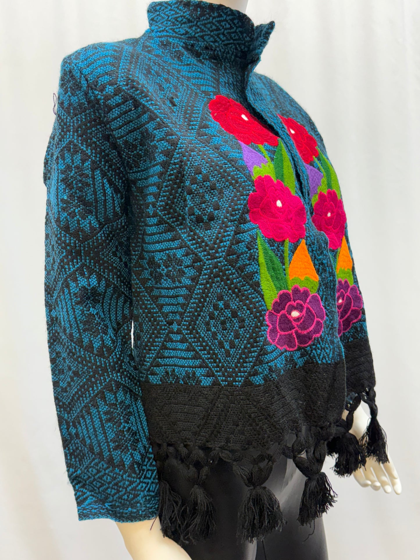 Women's Mexican Embroidered Floral  Fringe Jacket