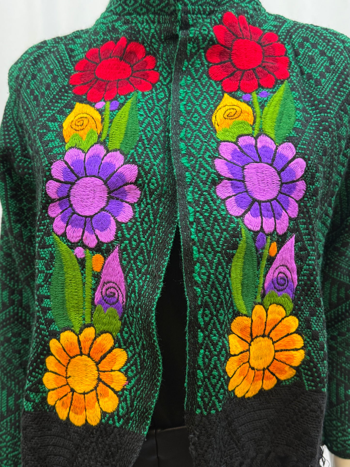 Women's Mexican Embroidered Floral Fringe Jacket