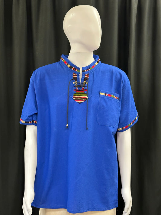 Men's Guatemalan Embroidered Collard Shirt with Pocket