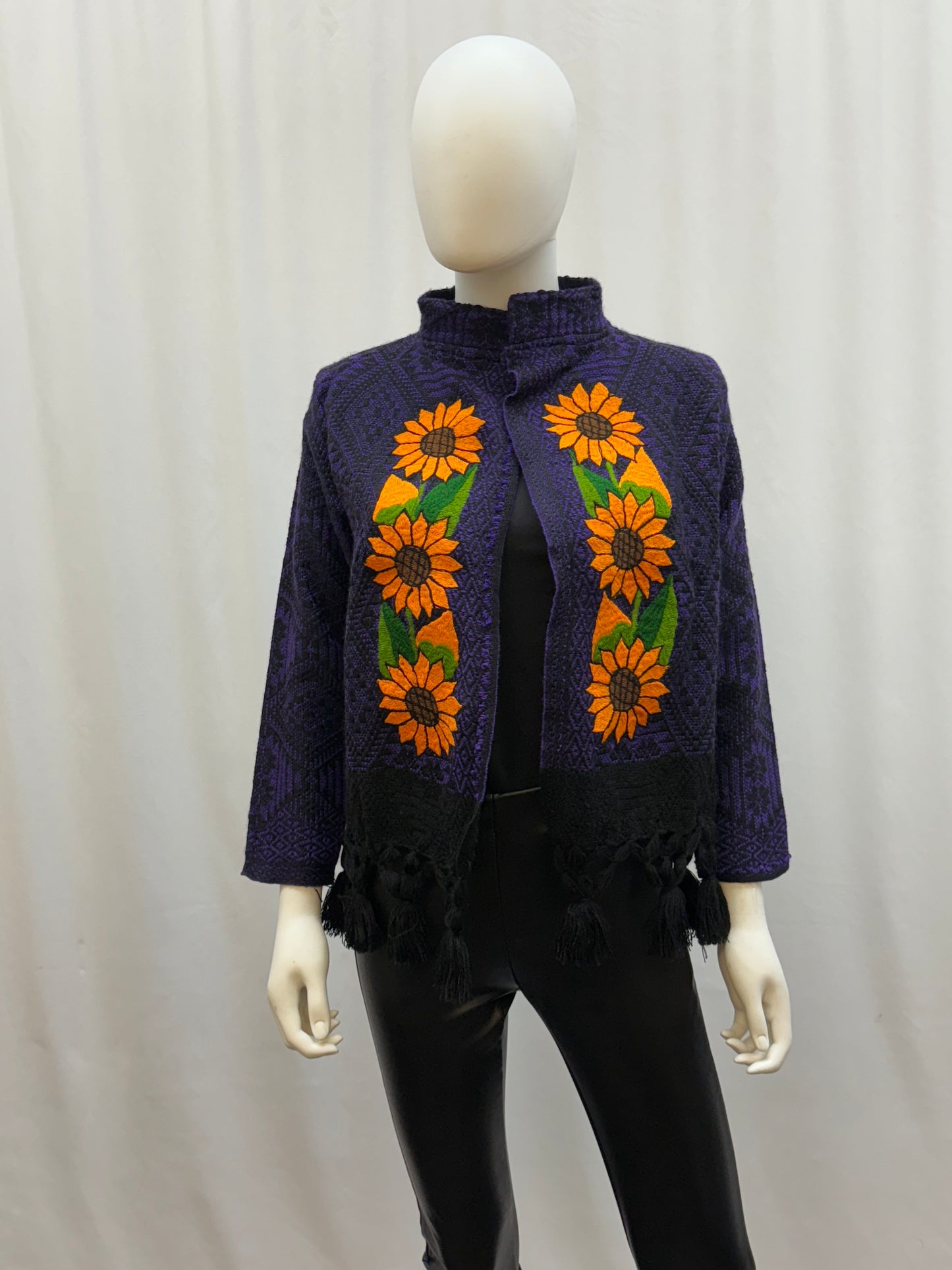 Women's Mexican Sunflower Fringe Jacket