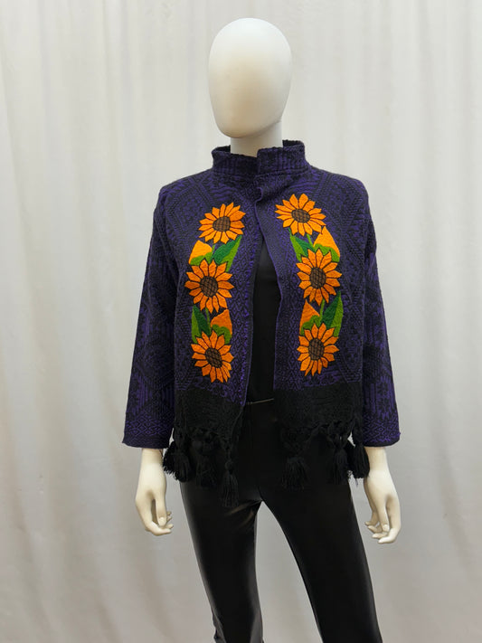 Women's Mexican Sunflower Fringe Jacket