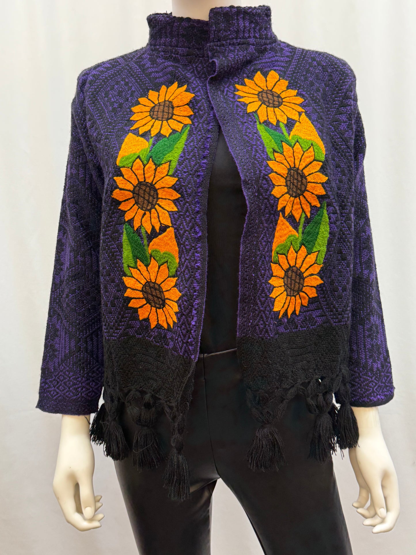 Women's Mexican Sunflower Fringe Jacket