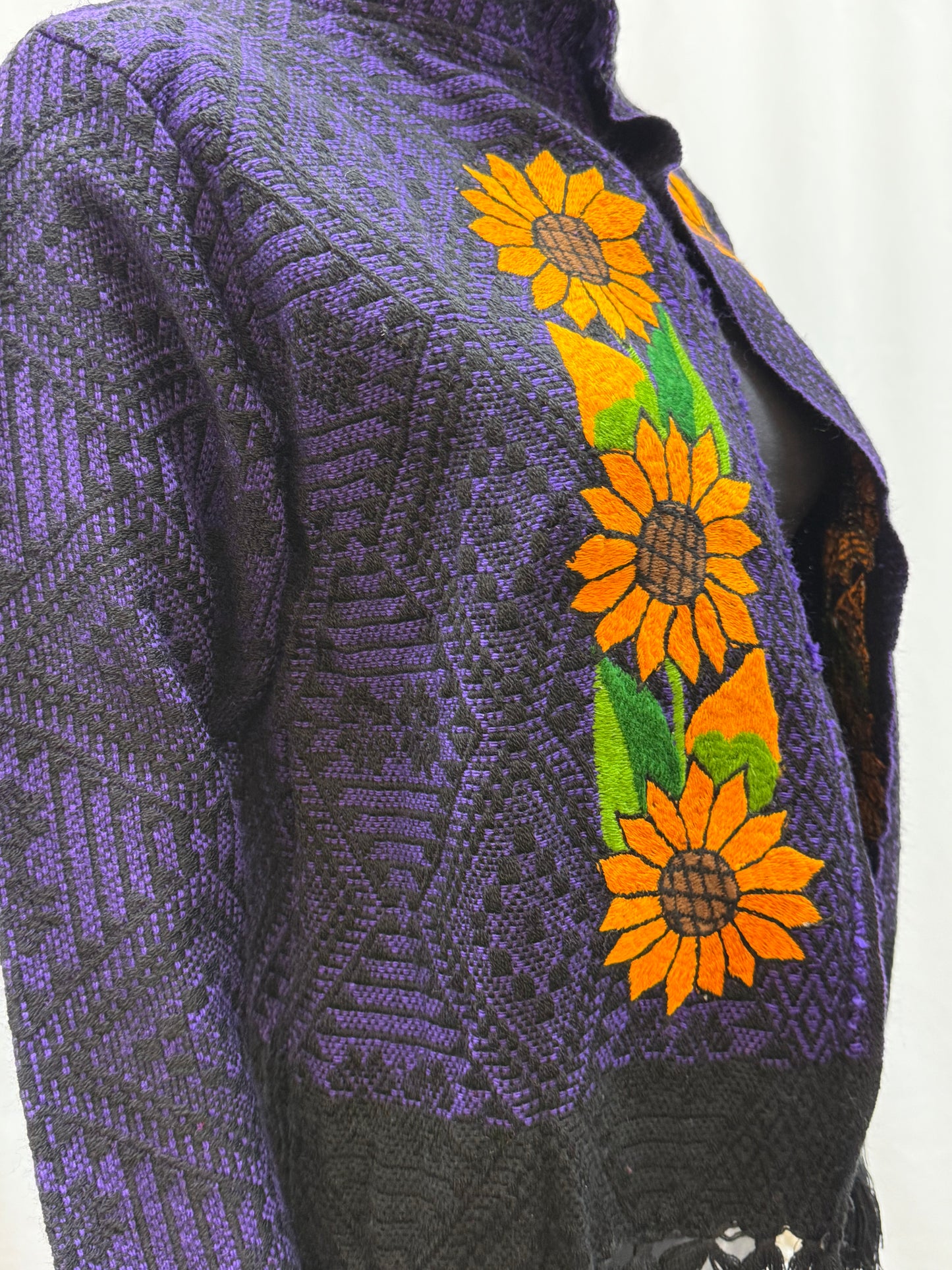 Women's Mexican Sunflower Fringe Jacket