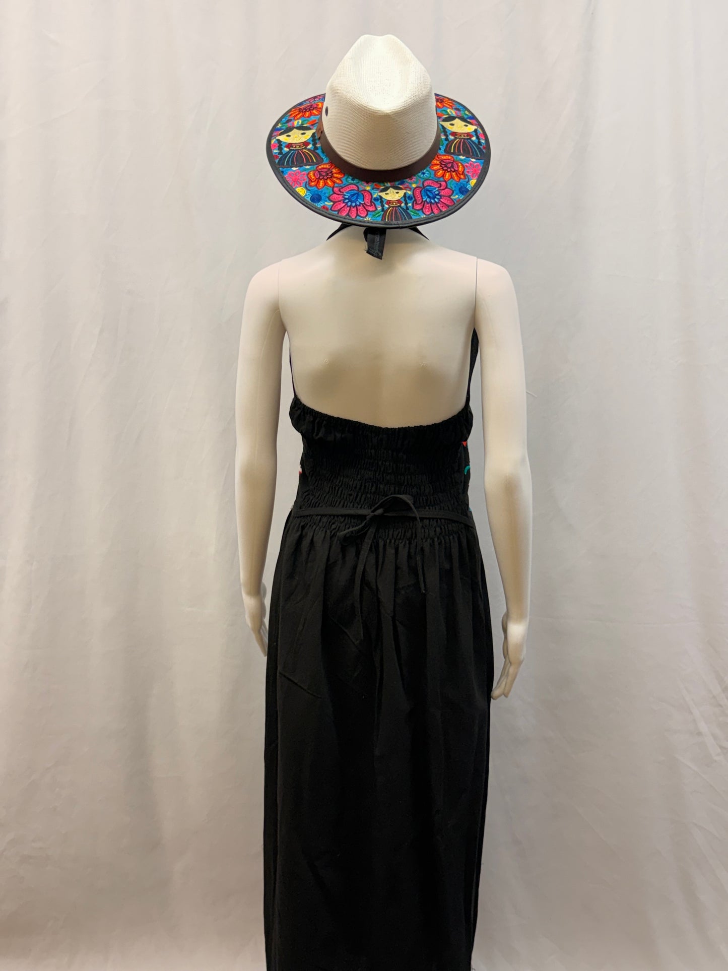 Women's Mexican Embroidered Halter Dress with Slit