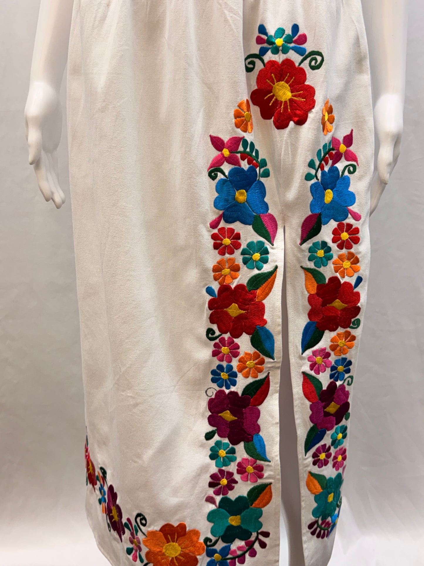 Women's Mexican Embroidered Halter Dress with Slit