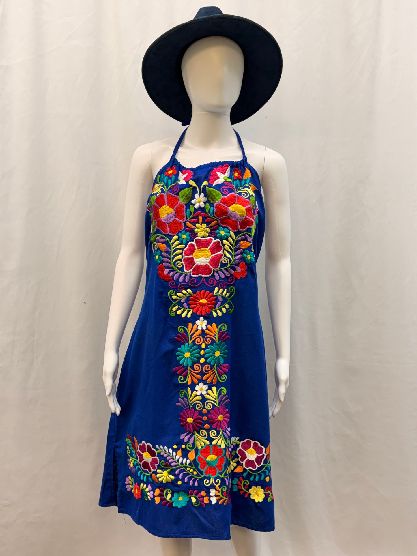Women's Mexicen Embroidered Halter Floral Dress