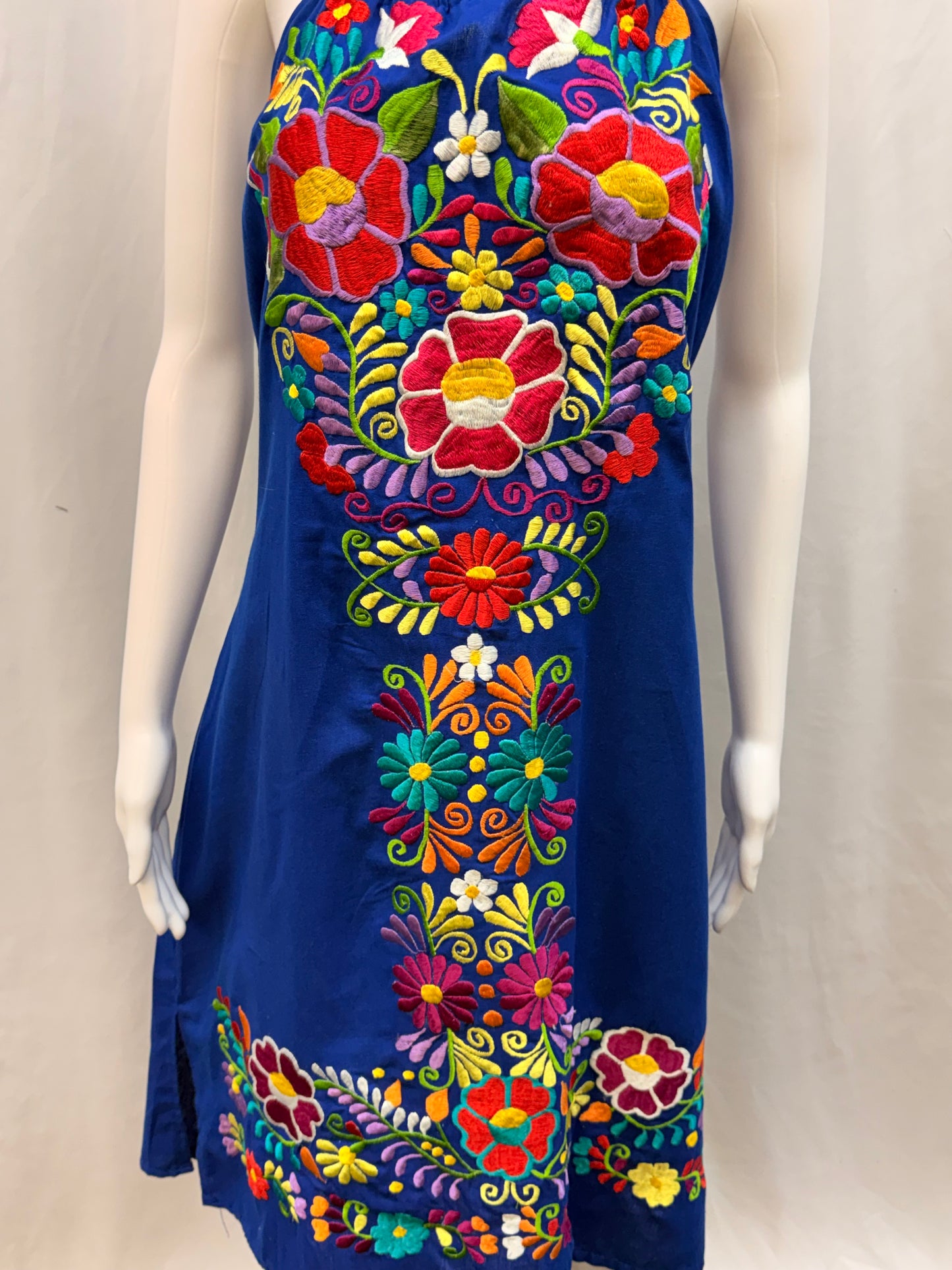 Women's Mexicen Embroidered Halter Floral Dress