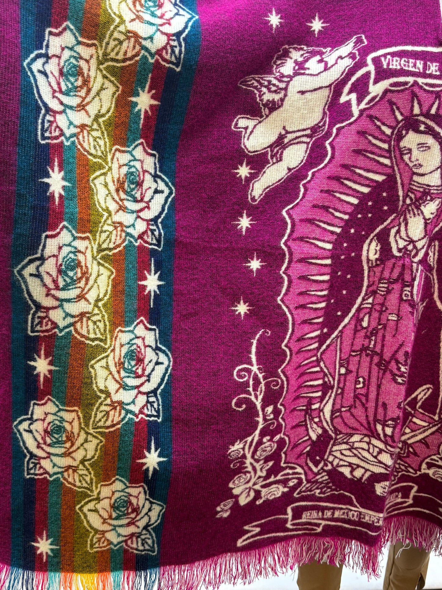Women's Virgin of Guadalupe Alpaca Wool Hooded Poncho