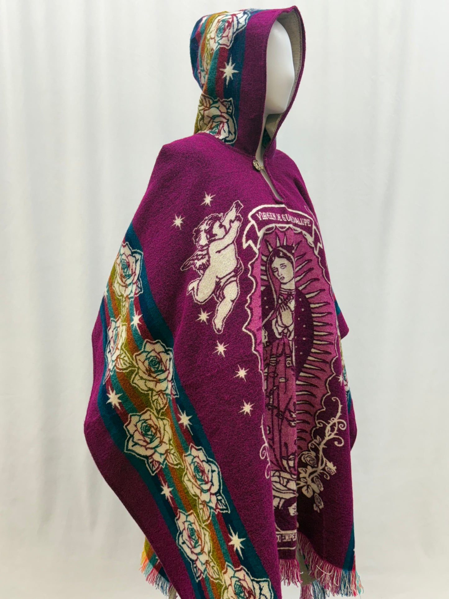 Women's Virgin of Guadalupe Alpaca Wool Hooded Poncho