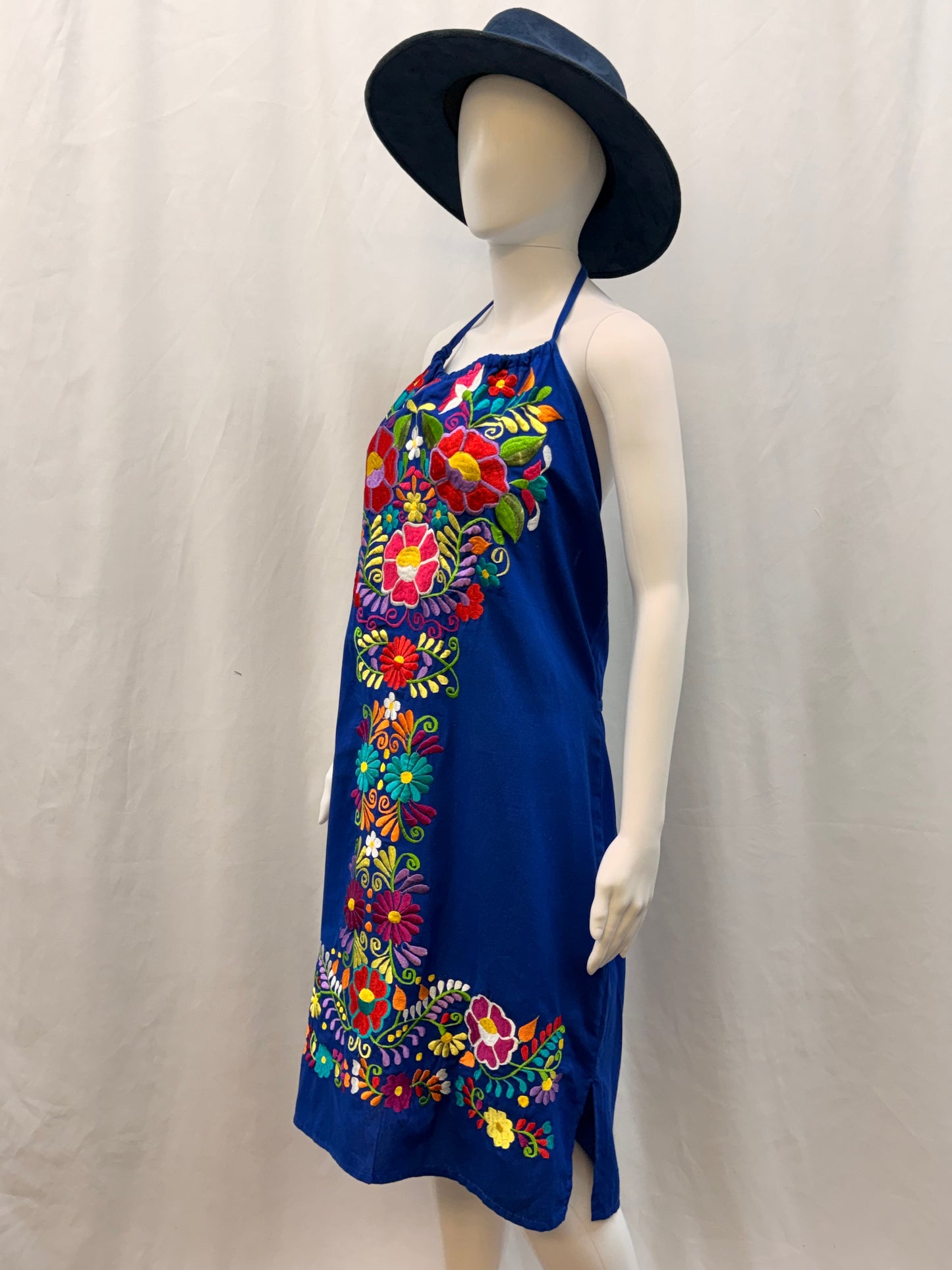 Women's Mexicen Embroidered Halter Floral Dress